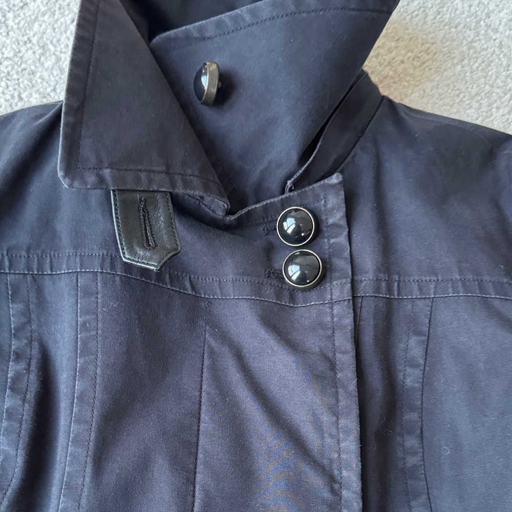 Mackage Women's Black Trim Leather Trench Coat - Picture 9 of 16